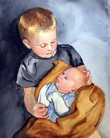watercolor of little boys