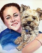Watercolor pet and person